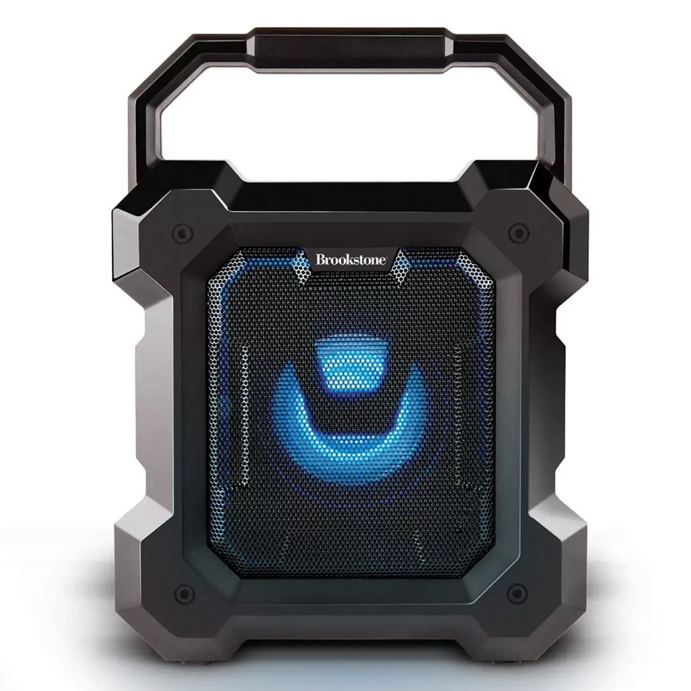 Brookstone Ruckus Mini Boombox Portable LED Wireless Speaker w/Microphone black